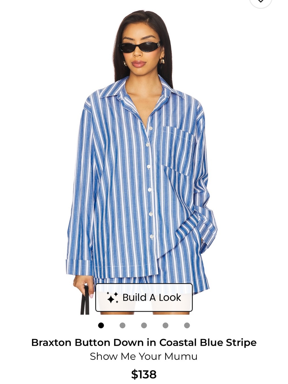 Show Me Your Mumu Braxton Button-Down in Coastal Blue Stripe XS
